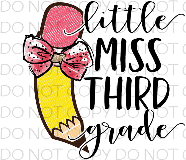 Little miss third grade - Dye Sub Heat Transfer Sheet – Pretty Lil ...